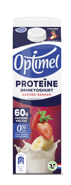 Optimel Proteïne Drinkyoghurt Aardbei Banaan 1ltr