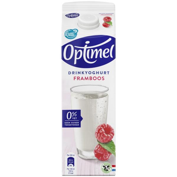 Optimel Drinkyoghurt framboos 0% vet 1L