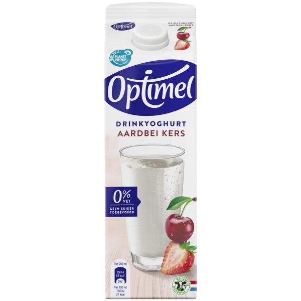 Optimel Drinkyoghurt aardbei kers 0% vet 1L