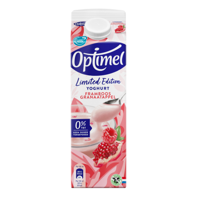 Optimel Magere yoghurt limited edition Framboos Granaatappel 0% vet 1L