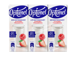 Optimel Langlekker Drinkyoghurt Aardbei Framboos 0% vet 6x200ml